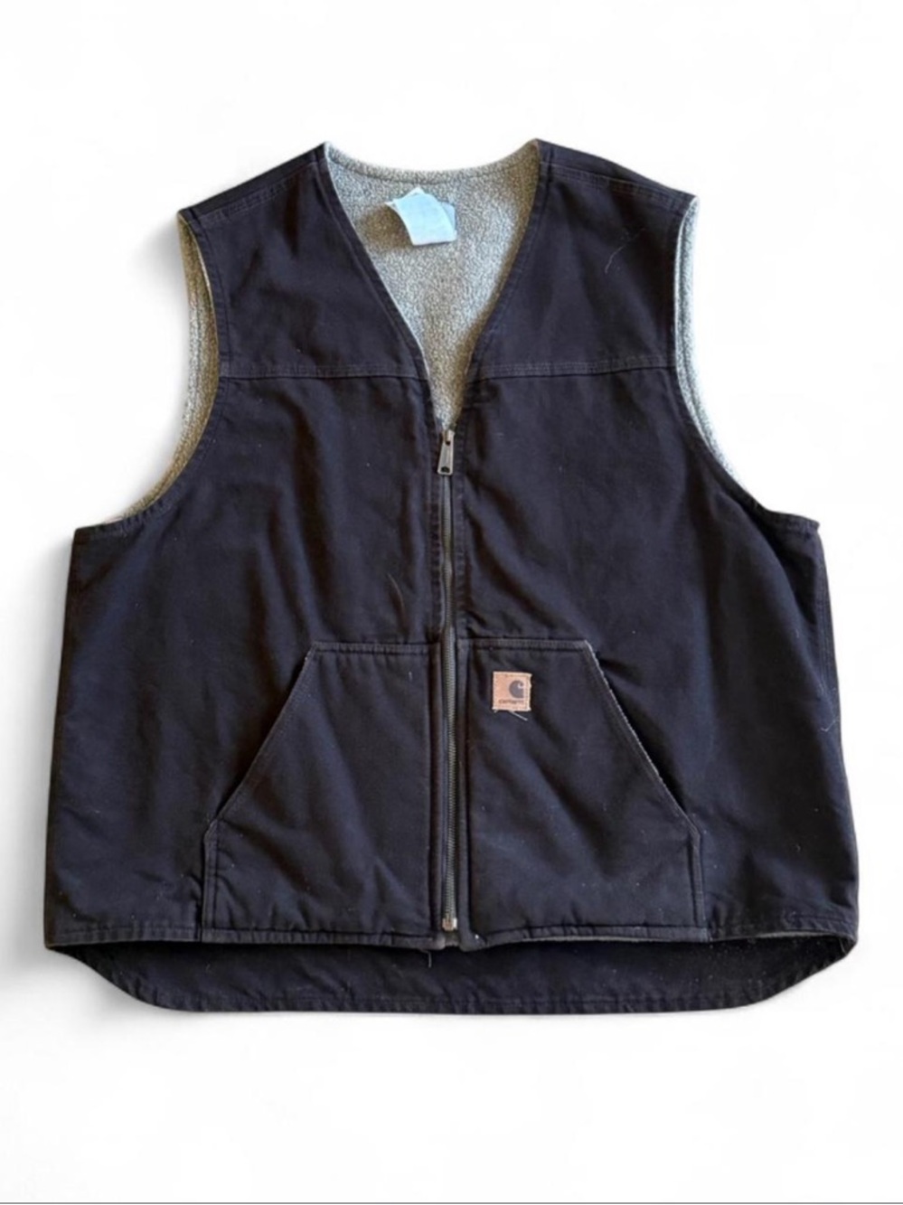 Carhartt Black Work Vest with Gray Fleece Lining